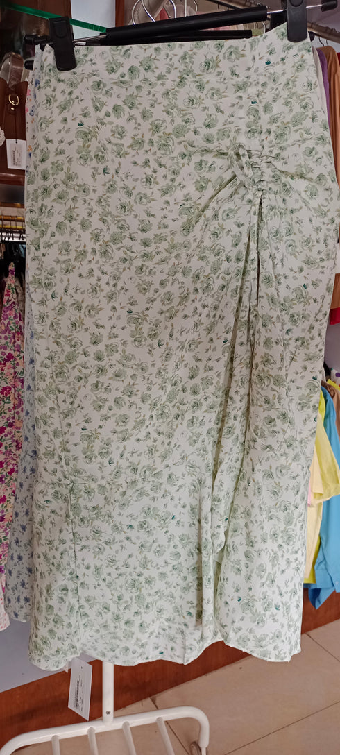 Floral Drawstring Irregular Ruffle Skirts